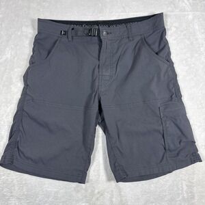 Prana Zion Cargo Shorts Mens Size 33 Gray Hiking Belted Outdoors Active Stretch